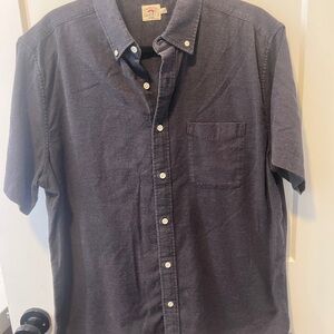 Faherty Short Sleeve Knit Button Up Shirt Charcoal Gray Size Large